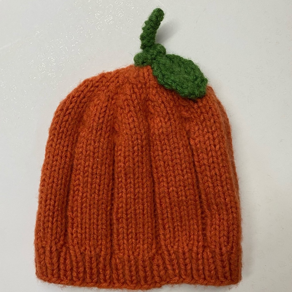 Pumpkin Handcrafted Knitted Beanie Toboggan Hat Halloween Thanksgiving Fall